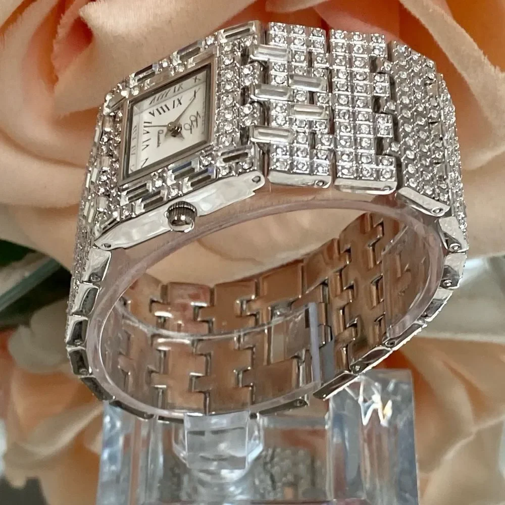 Suzanne Somers Rhinestone Encrusted Glamourous Dress Watch